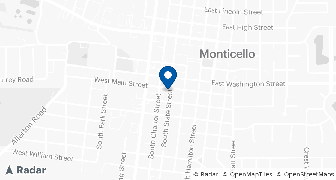 Map of Dairy Queen Location:: 101 W Main St, Monticello, IL, 61856-1967